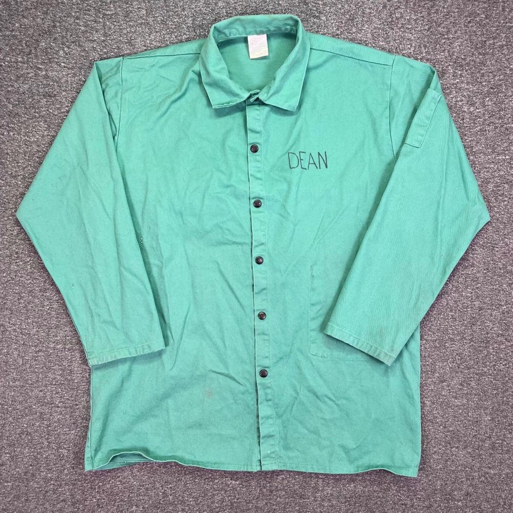 Black Stallion Work Jacket Mens XL Teal Green Industrial FR Wear Snap Front Dean